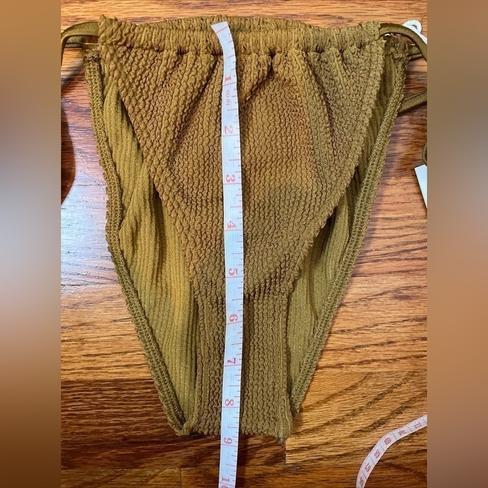New Good American Always Fits Tiny Ties Bikini Bottom Bronze Brown Sz 1/2 S-M - Picture 7 of 13